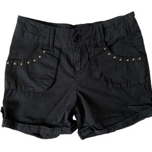 Girls Silver Stud Front Pocket Black Short size 12